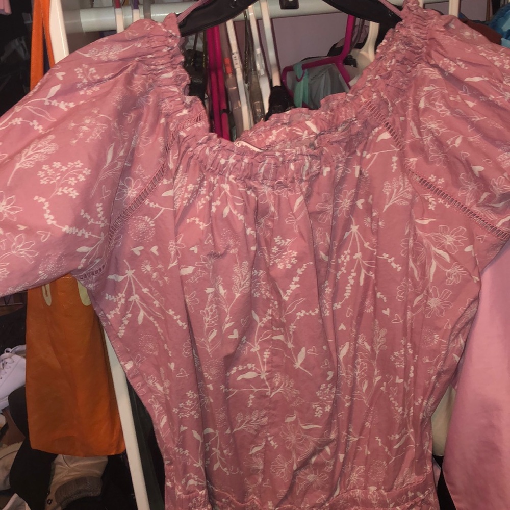 Victoria secret off the shoulder romper in pink.